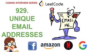 YouTube video 'Unique Email Addresses  | Leetcode 929 | Amazon Google Facebook interview question'