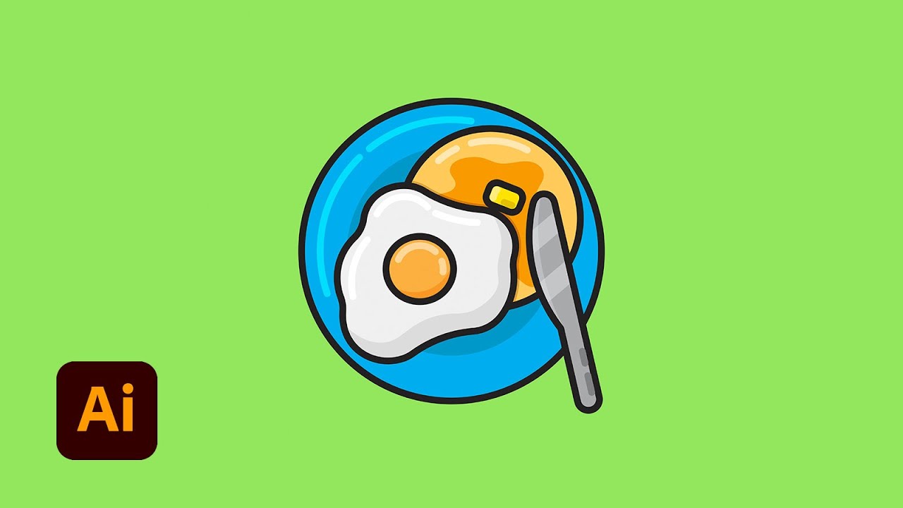 Drawing Eggs and Pancakes (Adobe Illustrator CC Speed Vector Art)