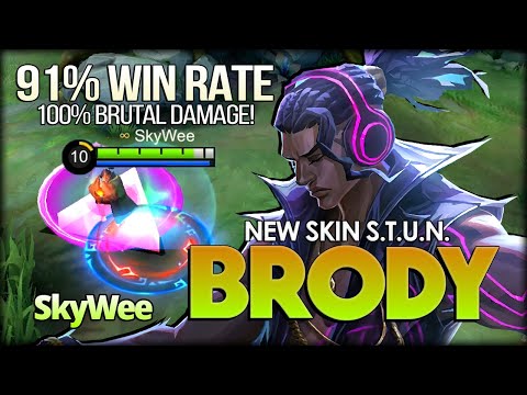 S.T.U.N. Brody 100% Brutal Damage! 91% Win Rate of Brody by SkyWee - Mobile Legends: Bang Bang