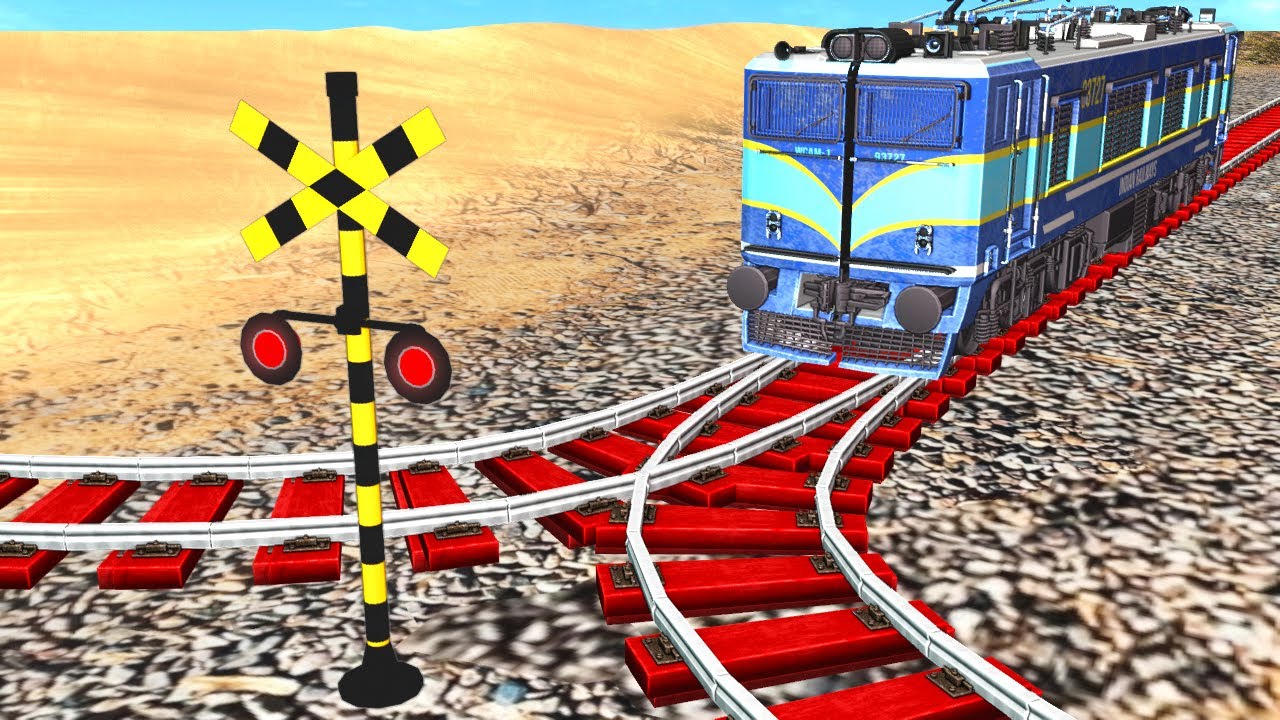 【踏切アニメ】分かれる電車 Railroad Crossing Train Animation