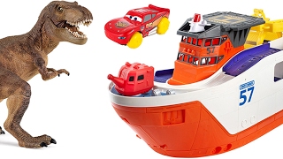 GODZILLA!!! DISNEY CARS HYDRO WHEELS LIGHNING MCQUEEN SHARK SHIP RESCUE AND CAPTURE TOYS