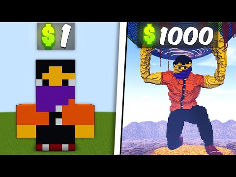 Insane Minecraft Build Challenge - Basu Goes From $1 to $10,000!
