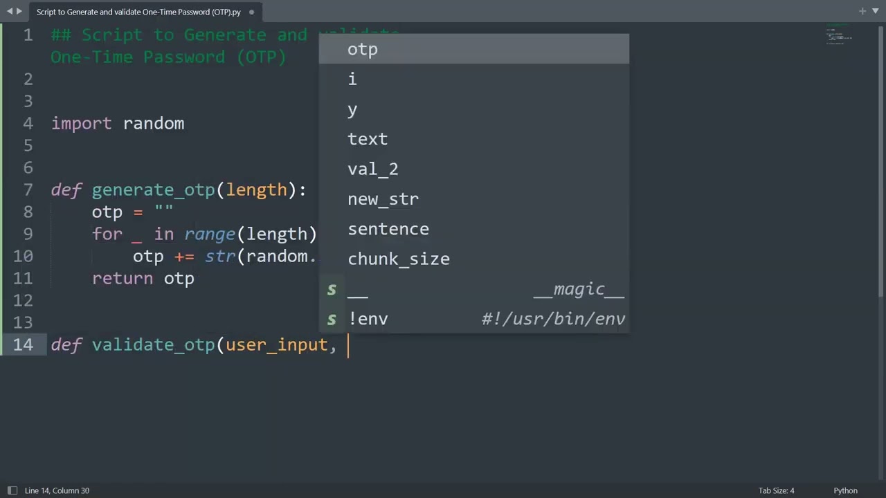 Script to generate and validate one-time password (otp) in Python | Python Examples | Python Code