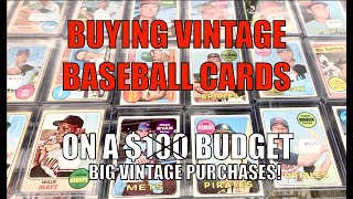 Baseball Card Shop Tour - Buying Vintage Sports Cards on a $100 Budget (Surpassed $100)