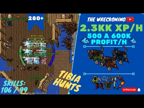 PROFIT EK SOLO 280+ 500K A 600K PROFIT/H + 2.3KK XP/H - TIBIA HUNT - PIRATS - THE WRECKONING