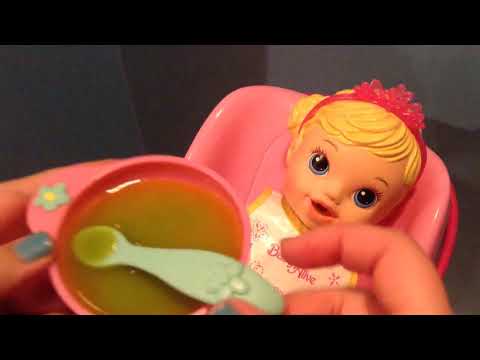 Baby Alive Teacup Surprises Doll Lily Feeding with Green Veggies and Messy Poop and Bath Video