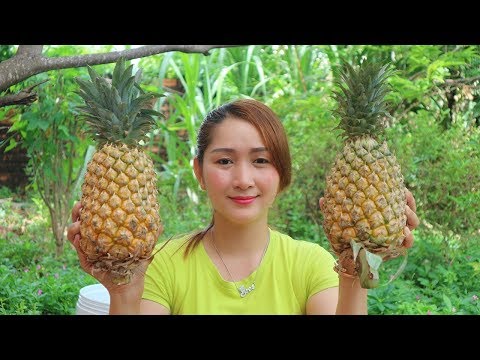 Yummy Shrimp Fried Rice Inside Pineapple - Shrimp Fried Rice Cooking - Cooking With Sros Video