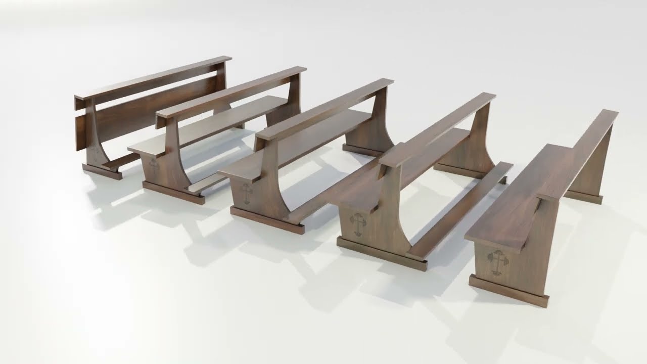Panchine da chiesa in legno Modello 3D