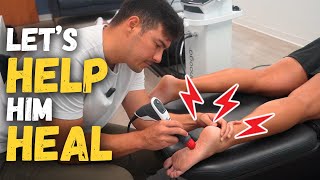 His Feet HURT! Treatment & Exercise for PLANTAR FASCIITIS || Chiropractic Treatment with Dr. Tyler