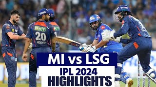 MI vs LSG IPL 2024 Match 67 Highlights: Mumbai vs Lucknow Highlights | Today Match Highlights