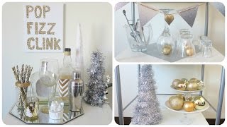 Christmas Bar Cart | Holiday Gold + Silver Glam