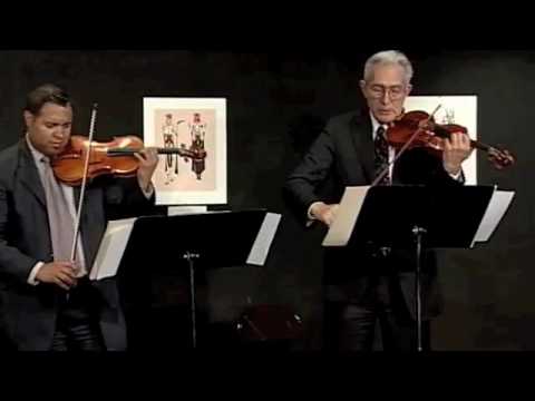 Steinhardt and Gavilan perform Moszkowsky Suite in G minor for 2 violins and pno, op 71, mov I