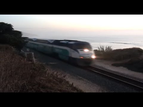 Coaster Trains at Sunset in Del Mar Cliffs - Pacific Ocean