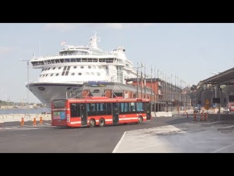 Sweden, Stockholm, ride with bus 443 from Slussen to Londonviadukten