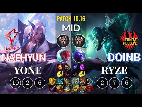 GRF Naehyun Yone vs FPX Doinb Ryze Mid - KR Patch 10.16