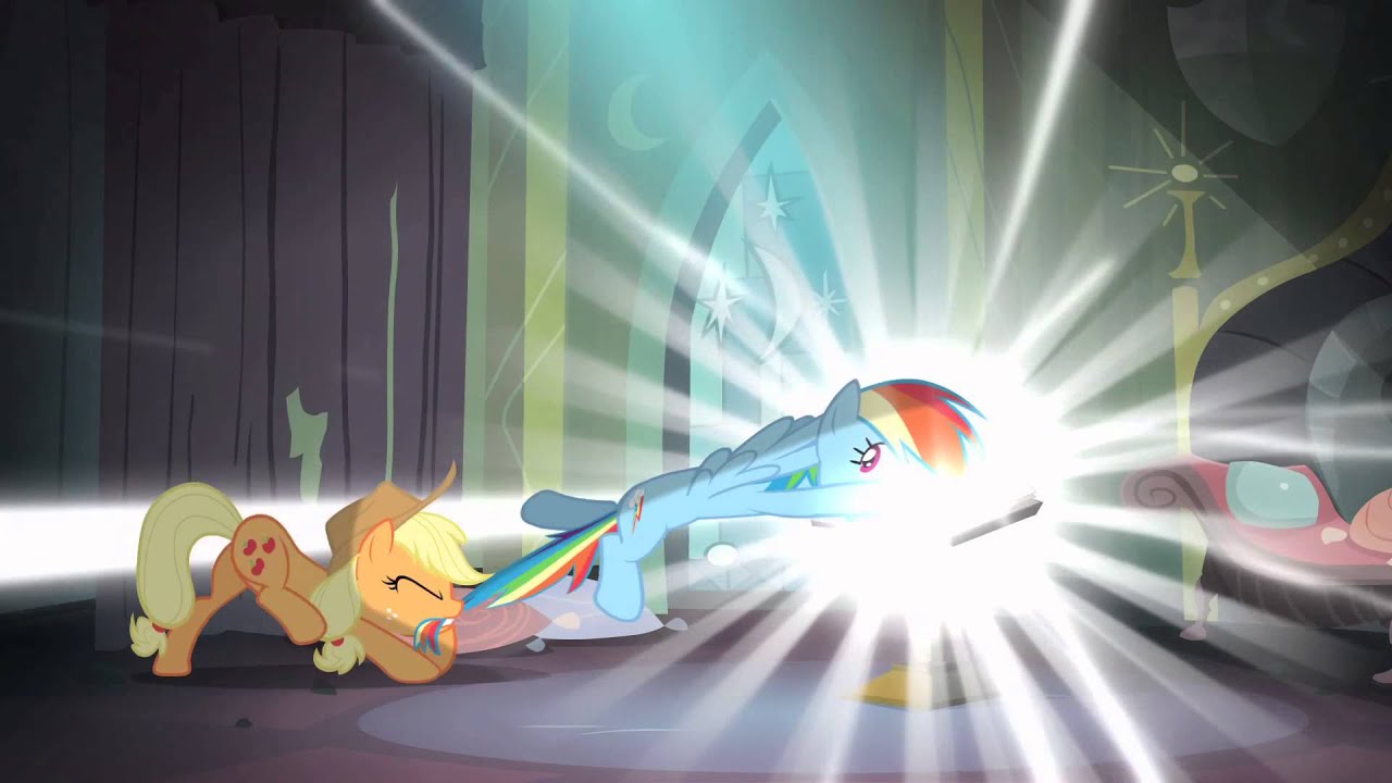 Mane Six & Spike (getting sucked into comic book)