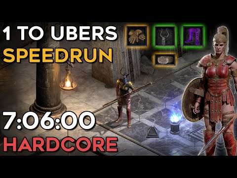 INSANE GEAR! HARDCORE 1 TO UBERS AMAZON SPEEDRUN - 7:06:00 IGT | 7:32:03 RTA | DIABLO 2 RESURRECTED