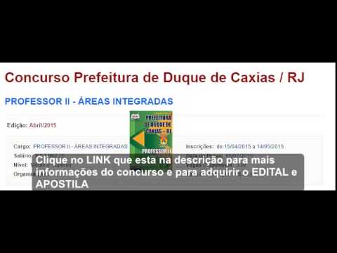 Concurso prefeitura de Duque de Caxias/RJ - APOSTILA E EDITAL(OFICIAL) 2015