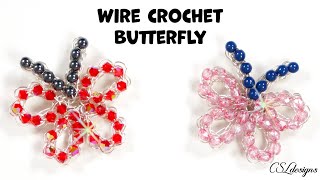 Wire crochet butterfly tutorial for necklace, earrings or rings ⎮ How to wire crochet