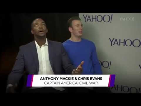 Chris evans falls off his chair  #chrisevans #anthonymackie #yahoo