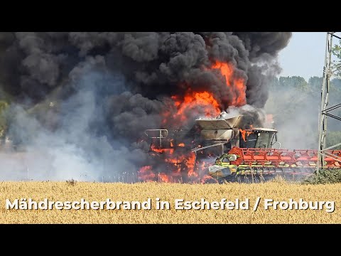 Mähdrescher explodiert im Flammeninferno