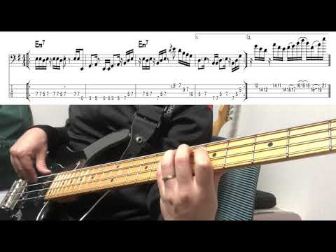 Em7 Finger Funk Riff (Fusion Feel) & Backing Track (Bass Tab)