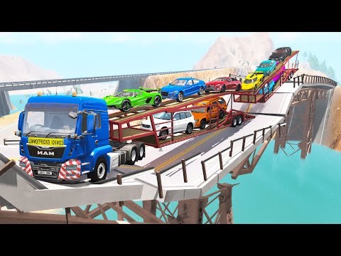 Breakable Bridge Traffic Jam #6 - Beamng drive