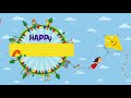 Happy International Children S Day Animated Greeting Card On Blue Sky Background