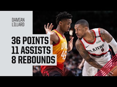 Damian Lillard (36 pts, 11 ast, 8 reb) Highlights vs. Utah Jazz | January 30, 2019