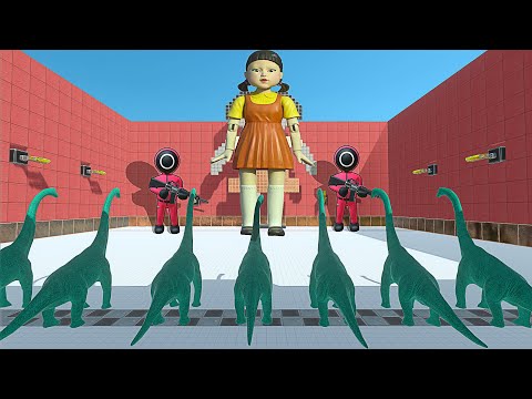 HERBIVORE DINOSAURS vs SQUID GAMES - Animal Revolt Battle Simulator