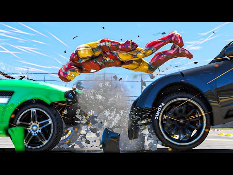 GTA 5 Ironman No Seatbelt Car Crashes - Iron-Man Gameplay #2 (Euphoria physics)