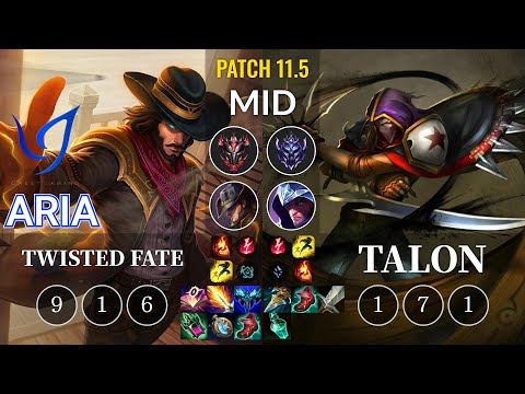 CGA Aria Twisted Fate vs Talon Mid - KR Patch 11.5