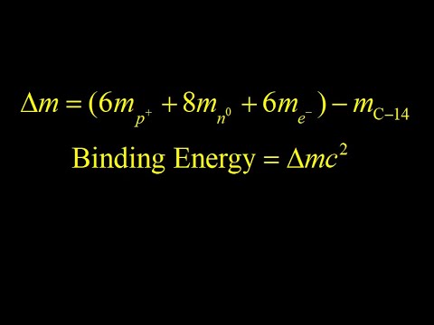 Binding energy per nucleon for C-14.  Carbon 14 mass defect binding energy per nucleon calculation.