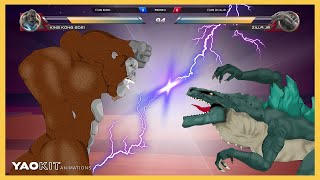 Kong vs Zilla Jr with Healthbars | YaoKit Animations