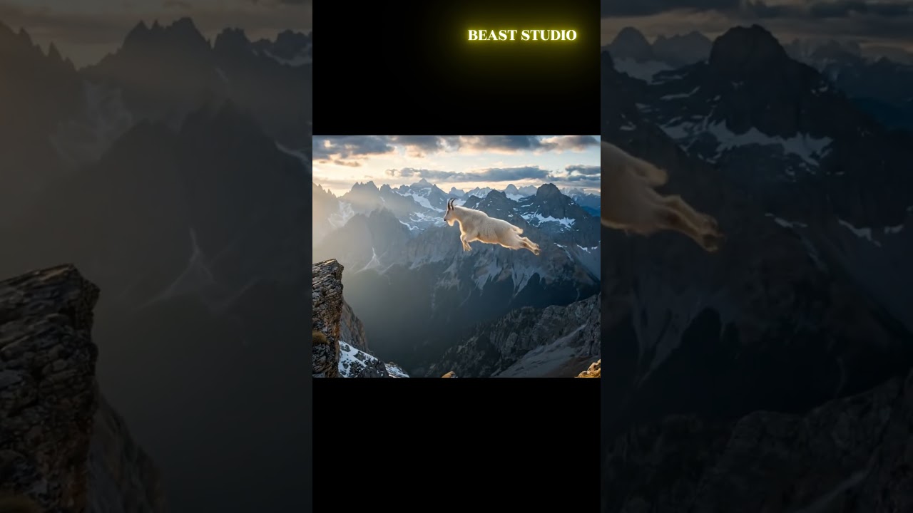 Mountain Goats Jump Across MASSIVE Gap at Sunrise! 🐐🌄 #shorts