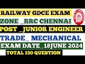 Railway Gdce Je Mechanical Question Paper Rrc Chennai Gdce Je Mechanical Question