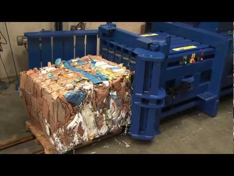 HZ 70T Horizontal baler making a bale from cardboard boxes