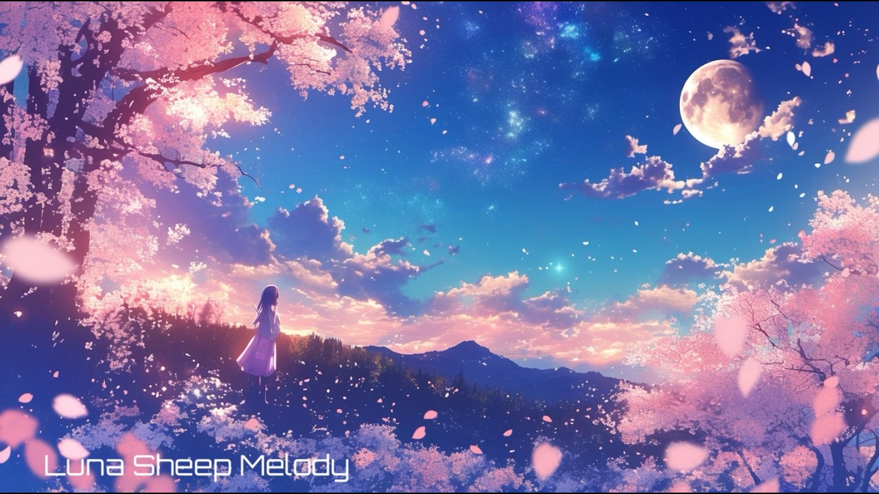 Deep Sleep Music 🌙 Piano Under Sakura Moon | Relaxing Music (1 Hour)