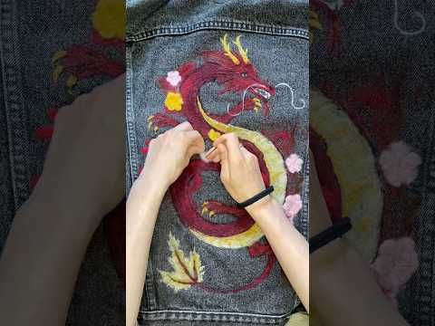 How to needle felt on a jean jacket tutorial. Let me know if you have questions! #felting #dragon
