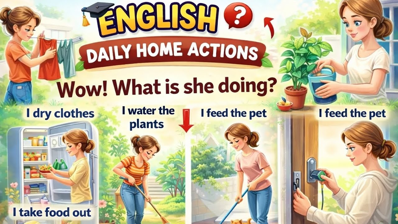 Daily English Actions at Home 🏠 | Learn Fast 📈 with Pictures 📚 