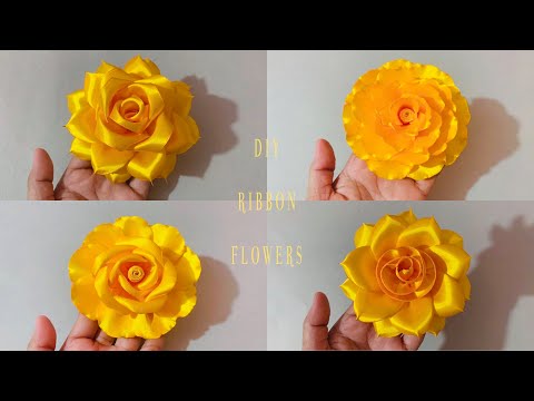 DIY Satin Ribbon Rose flowers | How to make ribbon rose | Best Rose with ribbon crafts | Ribbon Art