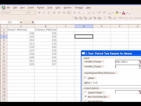 Dependent Sample t- Test in Excel