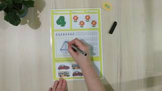 Number Four Tracing Worksheet