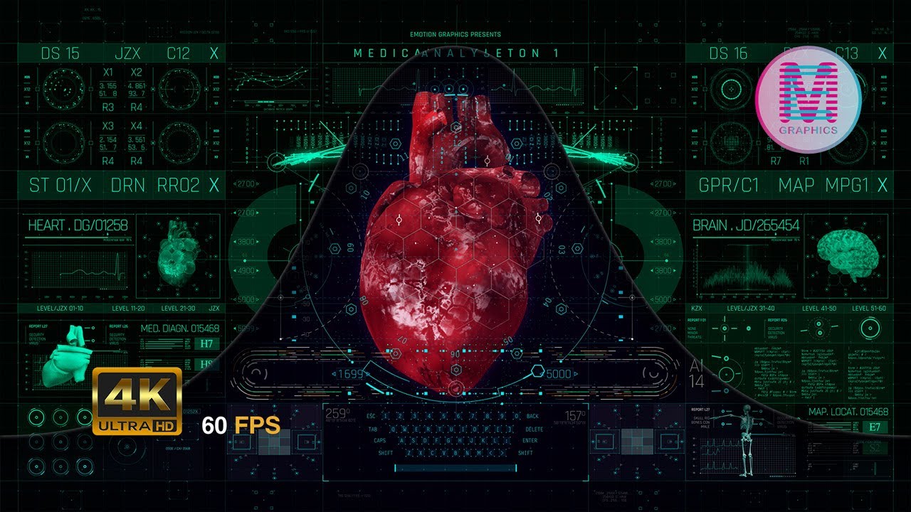 Future of the Medical Equipment HUD | 4K 60FPS Heart Beat & Full Body Scan | Sci-Fi Interface
