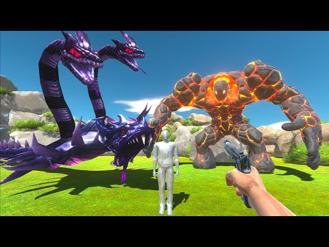 Fps avatar with all weapons in battle with Nagas-Snake and Lava Boy Animal Revolt Battle Simulator