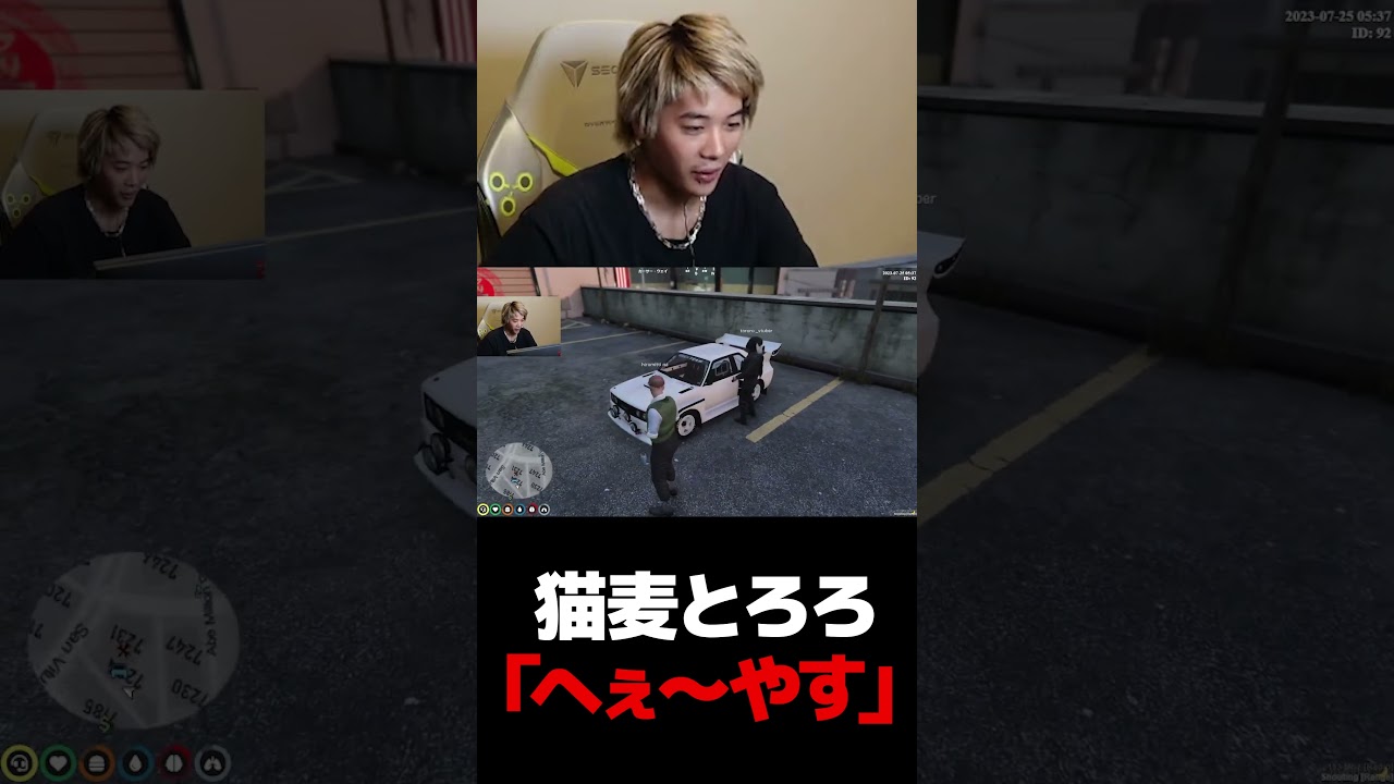 猫麦とろろ「へぇ〜やす」【VCR GTA】【mittiii/みっちー切り抜き】#Shorts