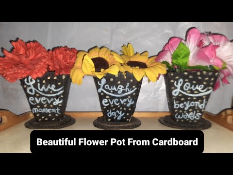 Beautiful Flower Pot From Cardboard | DIY | Hetvi's Art |