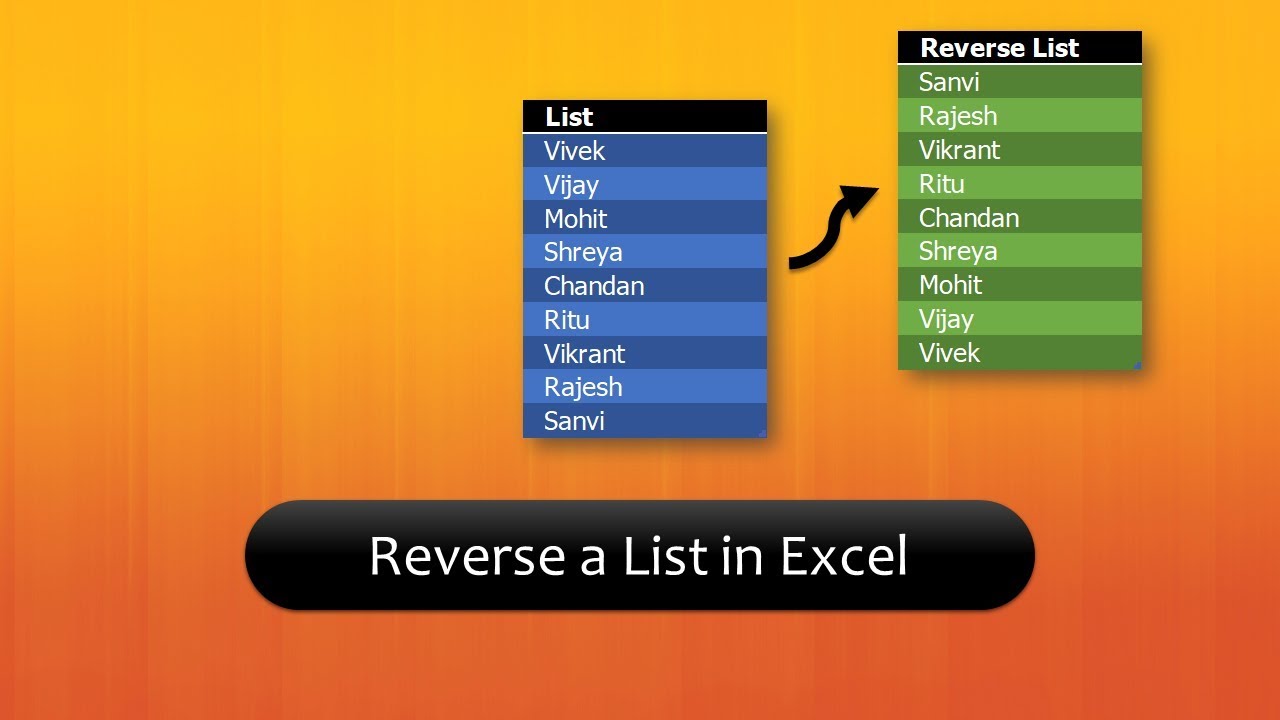 Reverse A List In Excel Video 8