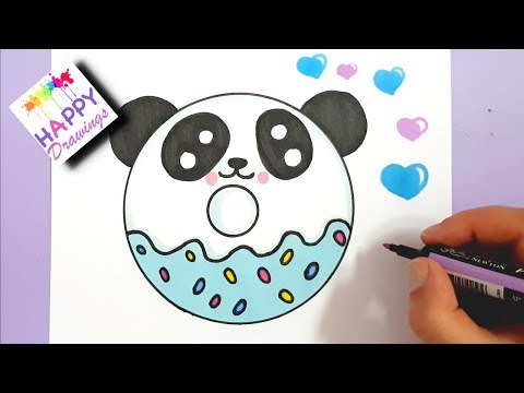 HOW TO DRAW A CUTE PANDA DONUT EASY STEP BY STEP