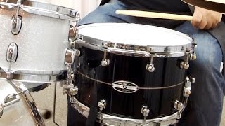 Video thumbnail for Caixa Pearl Hybrid Exotic Kapur Fiberglass 14x8" Snare Sound Check by Batera Clube Drum Shop